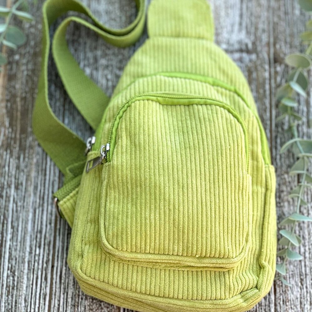 Lime Corduroy Sling Bag